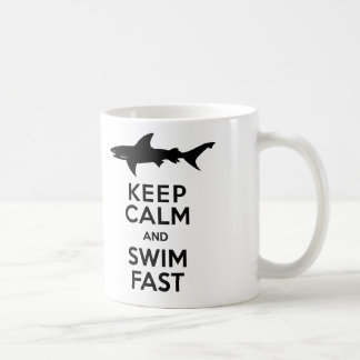 Rolig hajvarning - den behållalugn och simman kaffemugg