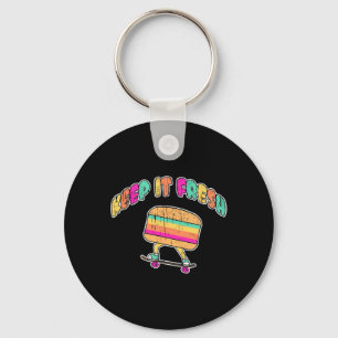 Rolig Håll den fräsch Skateboard Burger Retro Vint Nyckelring