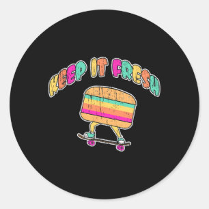 Rolig Håll Den Fräsch Skateboard Burger Retro Vint Runt Klistermärke