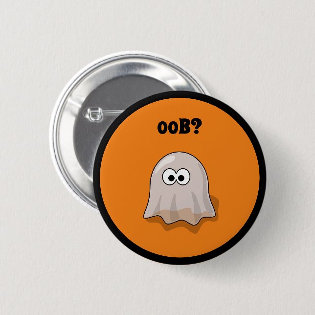 Rolig Halloween-ande säger Boo baklänges Knapp (Framsida & baksida)