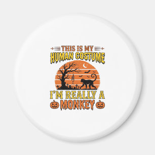 Rolig Halloween Apa Mänsklig Kostym Tröja Design_ Magnet