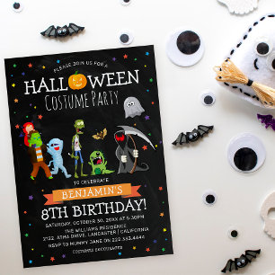 Rolig Halloween barn kostym födelsedagsfest Inbjudningar