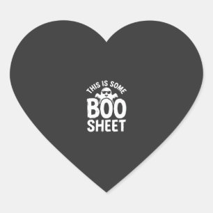 Rolig Halloween Boo Sheet Spökdesign_1 Hjärtformat Klistermärke