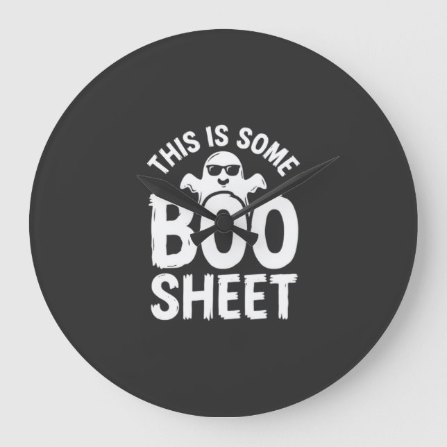 Rolig Halloween Boo Sheet Spökdesign_1 Stor Klocka (Framsida)