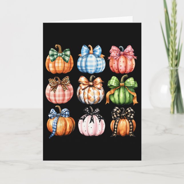 Rolig Halloween Coquette Bow Pumpa Höst Tack Kort (Framsida)