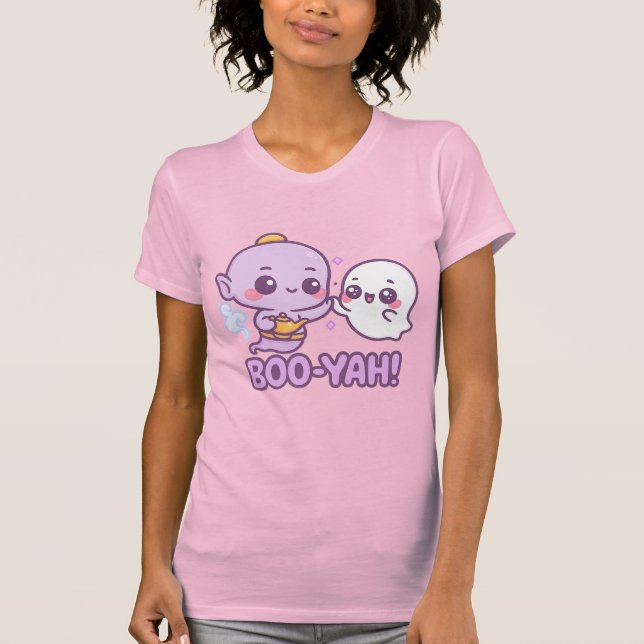 Rolig Halloween-dekal – Kawaii-ande och spöke T Shirt (Framsida)