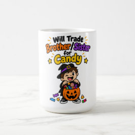 Rolig Halloween-design för syskon som byter bort b Kaffemugg