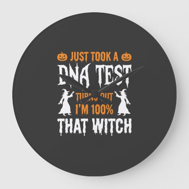 Rolig Halloween DNA-test Häxa Grafik Stor Klocka (Framsida)