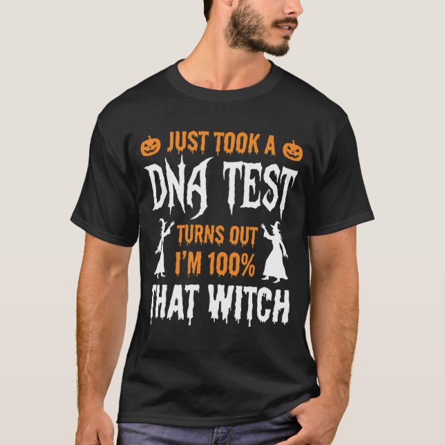 Rolig Halloween DNA-test Häxa Grafik T Shirt (Framsida)