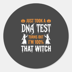 Rolig Halloween DNA-test Häxa Grafisk Runt Klistermärke