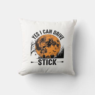 Rolig Halloween Drive Stick Häxa Vintage T-shirt D Kudde