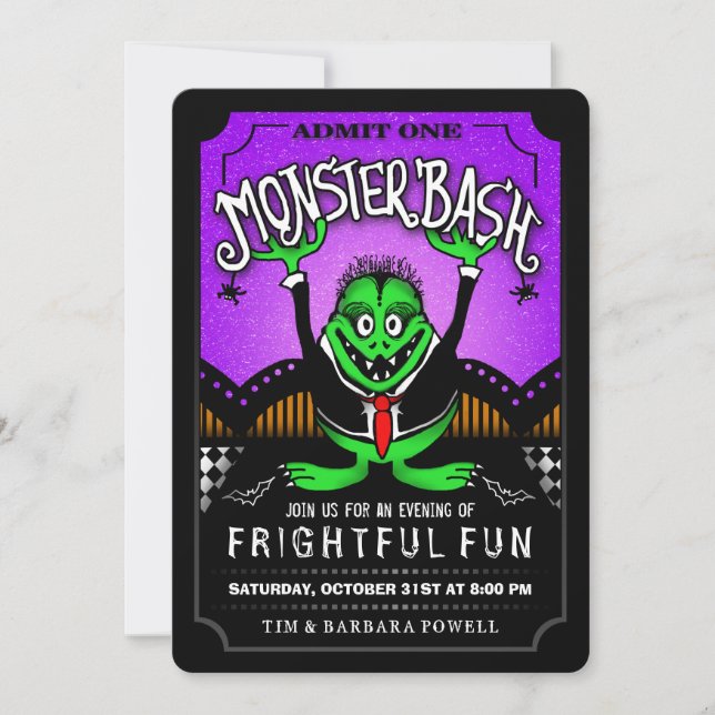 Rolig halloween festinbjudan för gigantisk inbjudningar (Framsida)
