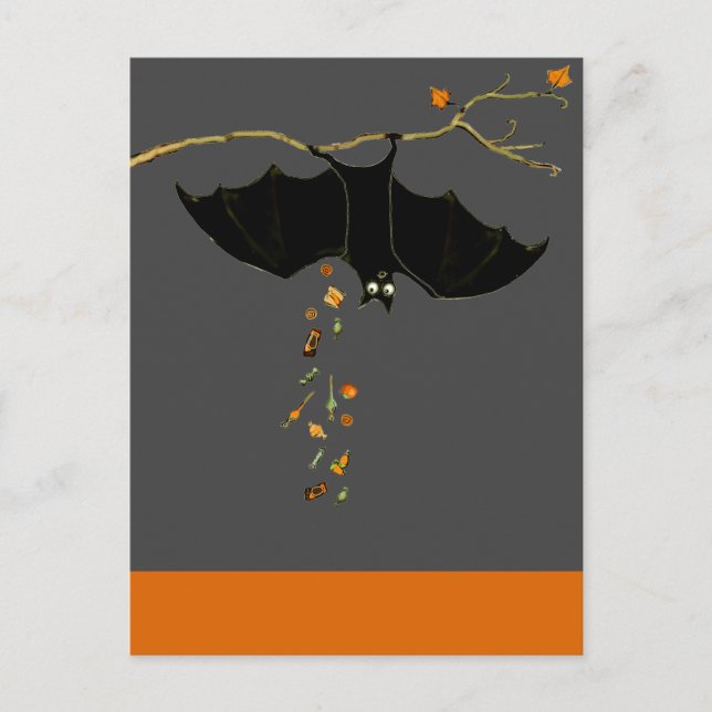Rolig Halloween-fladdermus Vykort (Framsida)
