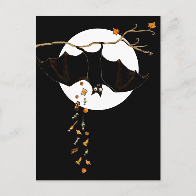 Rolig Halloween-fladdermus Vykort (Framsida)