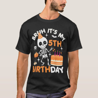 Rolig Halloween Födelsedag Skelett Bruh 5:e T Shirt