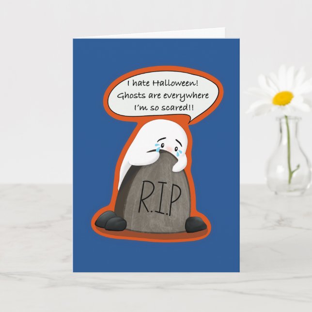 Rolig Halloween för introverta rädda spöken Kort (Liten växt)