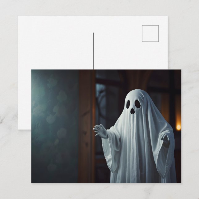 Rolig Halloween-ghost Vykort (Fram/baksida)