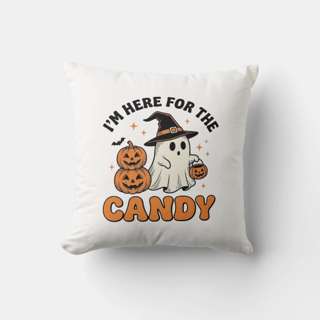 Rolig Halloween Godis Spök Halloween Pumpa Vintage Kudde (Framsida)