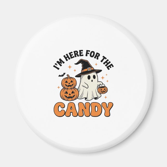 Rolig Halloween Godis Spök Halloween Pumpa Vintage Magnet (Framsidan)