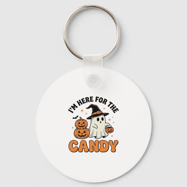 Rolig Halloween Godis Spök Pumpa Vintage Design Nyckelring (Framsida)