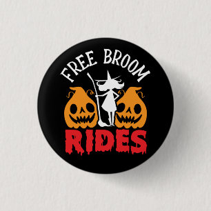 Rolig Halloween Gratis Kvast Resor Häxa Pumpa Knapp