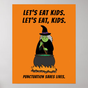 Rolig Halloween-häxa Cool engelsklärare grammatik Poster