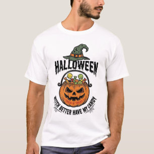 Rolig Halloween-häxa Godis Pumpa Tröja Design_1