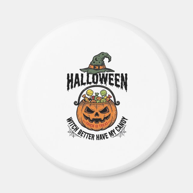Rolig Halloween-häxa godispumpa t-shirt design_1 Magnet (Framsidan)