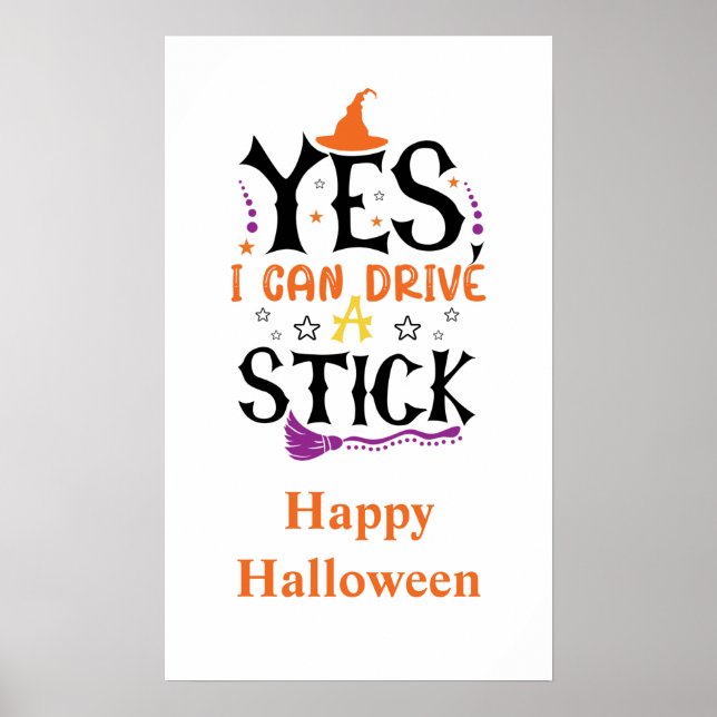Rolig Halloween-häxa Ja jag kan köra manuell växel Poster (Framsidan)