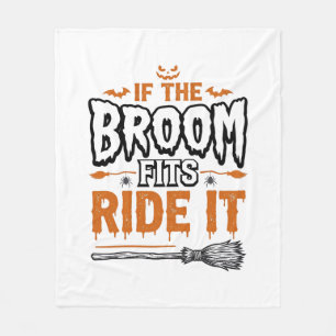 Rolig Halloween-Häxa Kvast Vintage T-Shirt Design_ Fleecefilt