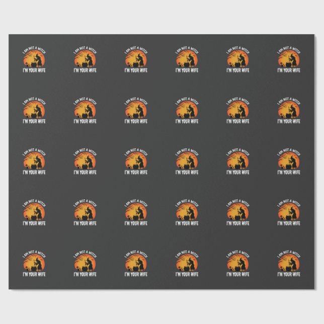 Rolig Halloween Häxa Maka Kittel Design Presentpapper (Platt)