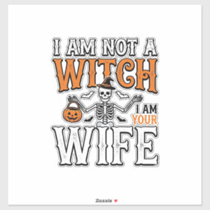 Rolig Halloween Häxa Maka Skelett Vintage T-Shirt Klistermärken
