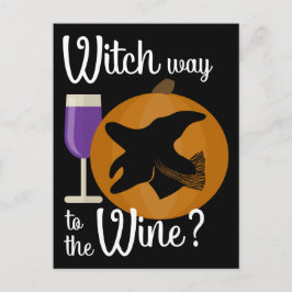 Rolig Halloween-häxa Väg till det spöklika vinet Vykort