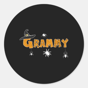 Rolig Halloween-häxhatt Boo-skjorta Skräck Grammy Runt Klistermärke