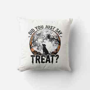 Rolig Halloween Hund Godis Vintage Vektor Design_1 Kudde