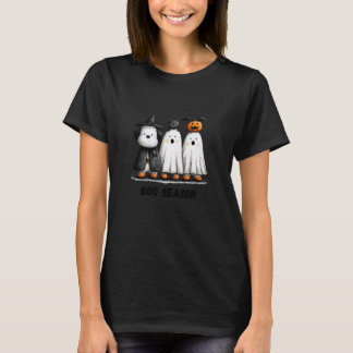 Rolig Halloween Hund, Katt och Spöke Söt Husdjur K T Shirt
