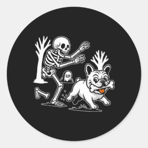Rolig Halloween Hundskelett Skum säsong Runt Klistermärke