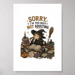 Rolig Halloween-illustration av häxa som inte mogn Poster