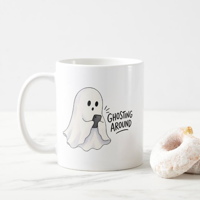 Rolig Halloween-illustration av spöken Kaffemugg (Med munk)