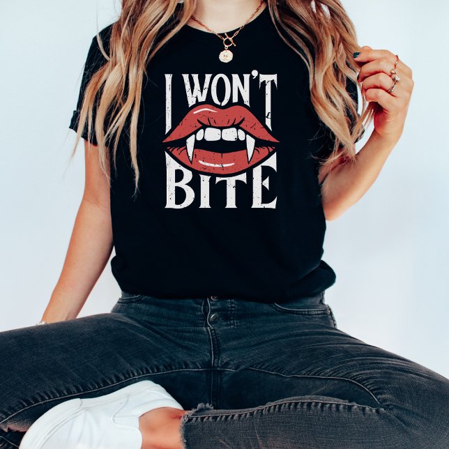 Rolig Halloween Jag Kommer Inte Bita Vampire T Shirt (Skapare uppladdad)