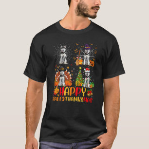 Rolig Halloween jul sibirisk husky hund hall T Shirt