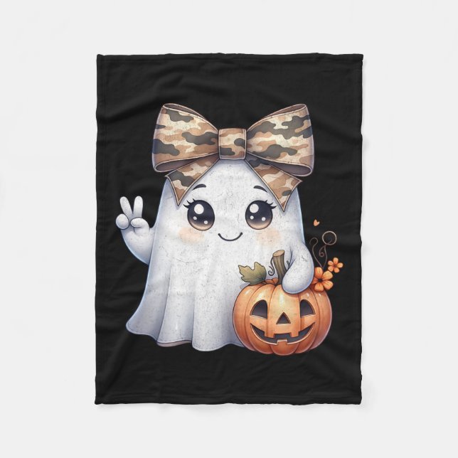 Rolig Halloween kamouflage Kamouflage Spöke Hej Ja Fleecefilt (Framsidan)