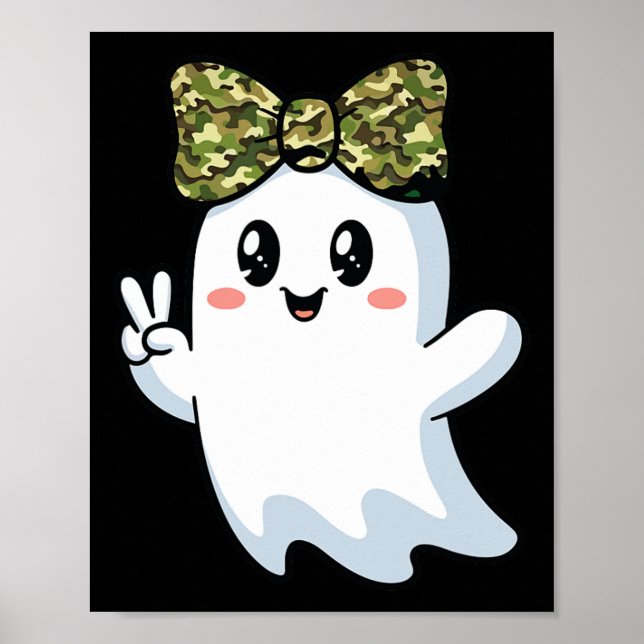 Rolig Halloween Kamouflage Kamouflage Spöke Hej Ja Poster (Framsidan)