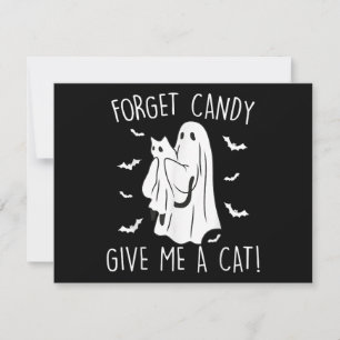 Rolig Halloween Katt Gåst Glöm Godis Ge Mig Katt Julkort