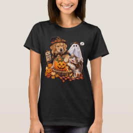 Rolig Halloween Katt Hund Pumpa Paj Ghost T Shirt