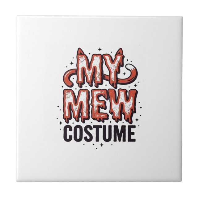 Rolig Halloween Katt Jamande Kostym Vintage Design Kakelplatta (Framsidan)
