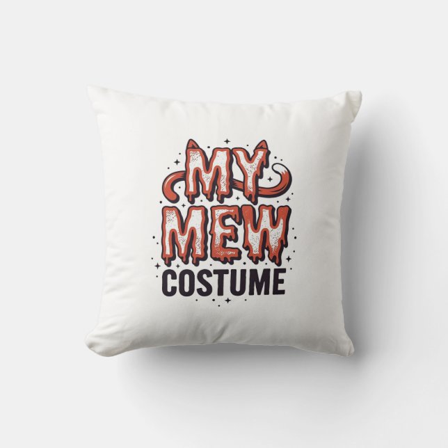 Rolig Halloween Katt Jamande Kostym Vintage Design Kudde (Framsida)