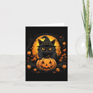Rolig Halloween Katt Kostym Pumpa Katt Svart Katt Kort