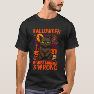 Rolig Halloween Katt Kostym Skämt Orange Lila Skrä T Shirt