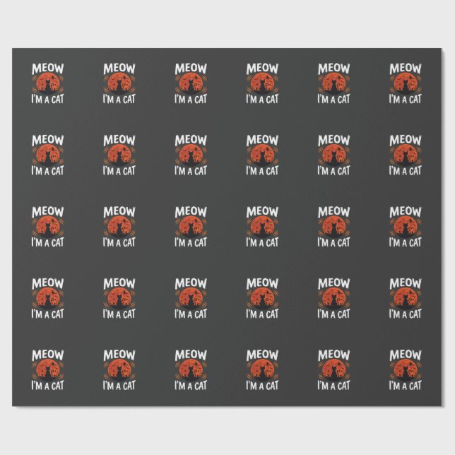 Rolig Halloween Katt Månens Silhuett Grafik Presentpapper (Platt)